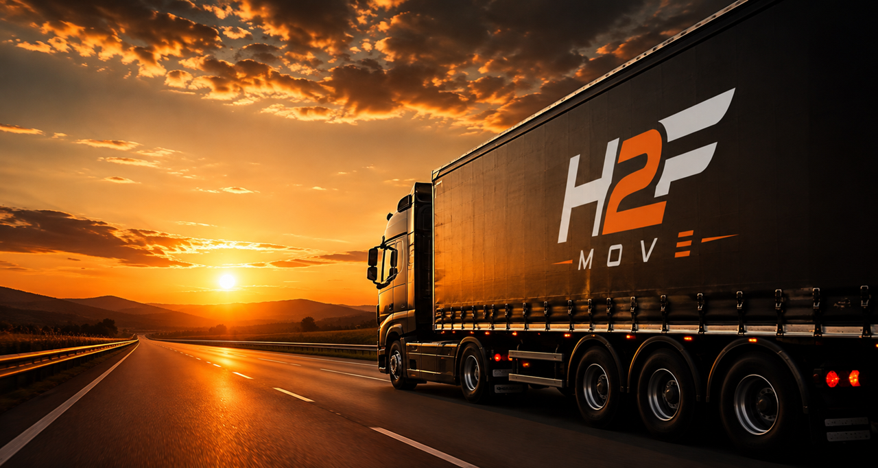 Caminhão H2F Logística em rodovia